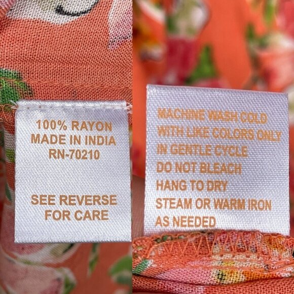 La Cera Button Front Short Sleeve coral floral print Dress  size 1X - Picture 10 of 10